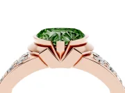 Heart-Shaped Half Bezel Engagement Ring Setting for a Fancy Green Lab-Grown Diamond | Channel Band | Rose Gold
