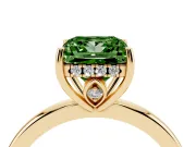 Princess Cut Engagement Ring Setting for a Fancy Green Lab-Grown Diamond | Hidden Halo | Yellow Gold