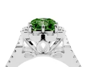 Radiant Cut Floral Halo Engagement Ring Setting for a Fancy Green Lab-Grown Diamond | Pavé Split Shank | Platinum