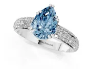 Pear-Shaped Three Row Pave Engagement Ring Setting for a Fancy Blue Lab-Grown Diamond | White Gold