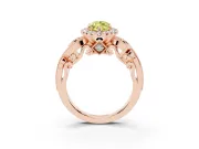 Marquise Vintage Halo Engagement Ring Setting for a Fancy Yellow Lab-Grown Diamond | Bezel Shoulder Accents | Rose Gold