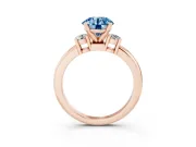 Round Three Stone Engagement Ring Setting for a Fancy Blue Lab-Grown Diamond | Round Side Stones | Rose Gold