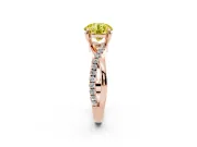 Fancy Yellow Round Cut Diamond Twist Band Solitaire Set in Rose gold with Pavé Accents and Prong Setting
