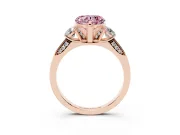 Heart-Shaped Hidden Halo Three Stone Engagement Ring Setting for a Fancy Pink Lab-Grown Diamond | Rose Gold