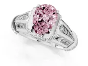 Pear-Shaped Vintage Milgrain Engagement Ring Setting for a Fancy Pink Lab-Grown Diamond | Hidden Halo | Sterling Silver