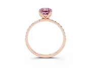 Radiant Cut Pave Engagement Ring Setting for a Fancy Pink Lab-Grown Diamond | Slim Band | Rose Gold