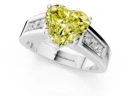 Heart-Shaped Channel-Set Engagement Ring Setting for a Fancy Yellow Lab-Grown Diamond | Platinum