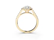 Marquise Raised Halo Engagement Ring Setting | Pave Band | Yellow Gold