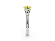 Round Pave Split Shank Engagement Ring Setting for a Fancy Yellow Lab-Grown Diamond | Double Claw Prongs | White Gold