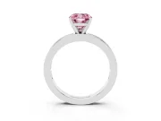 Fancy Pink Cushion Cut Diamond Solitaire Ring Set in Silver with Channel-Set Baguette Band and Prong Setting