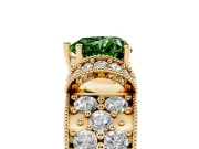 Heart-Shaped Vintage Pave Engagement Ring Setting for a Fancy Green Lab-Grown Diamond | Milgrain Edges | Yellow Gold
