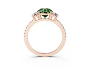 Round Three Stone Engagement Ring Setting for a Fancy Green Lab-Grown Diamond | Pave Shoulders | Rose Gold