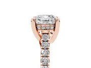 Cushion Cut Hidden Halo Pave Engagement Ring Setting | Claw Prongs | Rose Gold