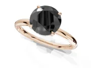 Round Hidden Halo Engagement Ring Setting for a Black Center | Thin Plain Band | Rose Gold