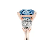 Princess Cut 3-Stone Engagement Ring Setting for a Fancy Blue Lab-Grown Diamond | Rose Gold