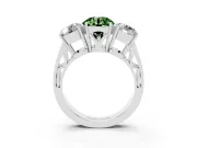 Round Engagement Ring Setting for a Fancy Green Lab-Grown Diamond | Three Stone | Platinum