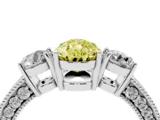 Pear-Shaped Three Stone Engagement Ring Setting for a Fancy Yellow Lab-Grown Diamond | Graduated Pave Band | Platinum
