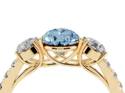 Pear-Shaped Engagement Ring Setting for a Fancy Blue Lab-Grown Diamond | Three Stone | Yellow Gold