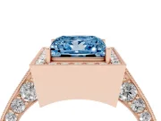 Princess Cut Milgrain Halo Engagement Ring Setting for a Fancy Blue Lab-Grown Diamond | Side Stones | Rose Gold