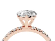 Heart-Shaped Pavé Solitaire Engagement Ring Setting | Shared Prong Band | Rose Gold