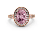 Oval Graduated Milgrain Halo Engagement Ring Setting for a Fancy Pink Lab-Grown Diamond | Rose Gold