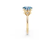 Oval Cluster Accent Engagement Ring Setting for a Fancy Blue Lab-Grown Diamond | Yellow Gold