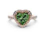 Heart-Shaped Vintage Halo Pavé Engagement Ring Setting for a Fancy Green Lab-Grown Diamond | Milgrain Border | Rose Gold