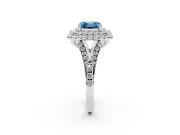 Asscher Cut Halo Split Shank Engagement Ring Setting for a Fancy Blue Lab-Grown Diamond | Sterling Silver