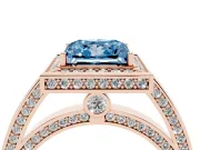 Princess Cut Sectioned Halo Engagement Ring Setting for a Fancy Blue Lab-Grown Diamond | Rose Gold