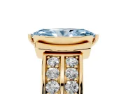 Marquise Half Bezel Engagement Ring Setting for a Fancy Blue Lab-Grown Diamond | Double Row Channel Band | Yellow Gold
