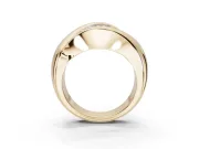 Cushion Cut Three Stone Bypass Engagement Ring Setting | Sculpted Crossover Band | Yellow Gold
