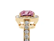 Cushion Cut Framed Halo Engagement Ring Setting for a Fancy Pink Lab-Grown Diamond | Yellow Gold