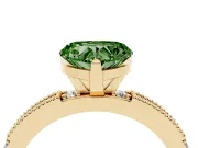 Heart-Shaped Vintage Pavé Engagement Ring Setting for a Fancy Green Lab-Grown Diamond | Yellow Gold
