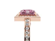 Princess Cut Sectioned Halo Engagement Ring Setting for a Fancy Pink Lab-Grown Diamond | Rose Gold