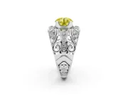 Round Art Deco Graduated Engagement Ring Setting for a Fancy Yellow Lab-Grown Diamond | Platinum