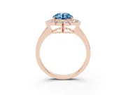 Round Scalloped Cluster Halo Engagement Ring Setting for a Fancy Blue Lab-Grown Diamond | Plain Band | Rose Gold