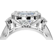 Cushion Cut Halo Engagement Ring Setting for a Fancy Blue Lab-Grown Diamond | Graduated Channel Band | White Gold
