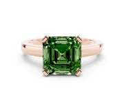Asscher Cut Solitaire Engagement Ring Setting for a Fancy Green Lab-Grown Diamond | Flat Tab Prongs | Rose Gold