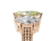 Marquise Three Stone Engagement Ring Setting for a Fancy Yellow Lab-Grown Diamond | Beaded Shoulders | Rose Gold