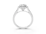 Princess Cut Halo Engagement Ring Setting | Pave Shoulders | White Gold