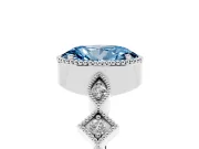Fancy Blue Oval Cut Diamond Milgrain Marquise Twist Band Ring Set in Silver with Prong Setting