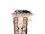 Pear-Shaped Halo Engagement Ring Setting for a Black Center | Two-Row Pavé Split Shank | Rose Gold