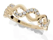 Round Lab-Grown Diamond Infinity Twist Wedding Band | Pavé and Polished | Yellow Gold