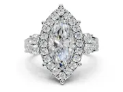 Marquise Halo Side Cluster Engagement Ring Setting | Graduated Channel Band | Sterling Silver