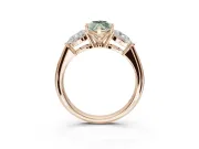 Marquise Three-Stone Ring Setting for a Fancy Green Lab-Grown Diamond | Pear Side Stones | Rose Gold