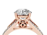 Round Pave Split Shank Engagement Ring Setting | Double Claw Prongs | Rose Gold