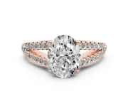 Oval Graduated Pave Split Shank Engagement Ring Setting | V Split Shoulders | Rose Gold