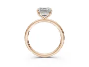 Asscher Cut Hidden Halo Engagement Ring Setting | Thin Plain Band | Rose Gold