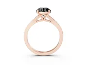 Round Pavé Solitaire Engagement Ring Setting for a Black Center | Sweeping Shoulders | Rose Gold