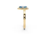 Fancy Blue Pear Cut Diamond Halo Ring Set in Yellow gold with Solitaire Band and Prong Setting